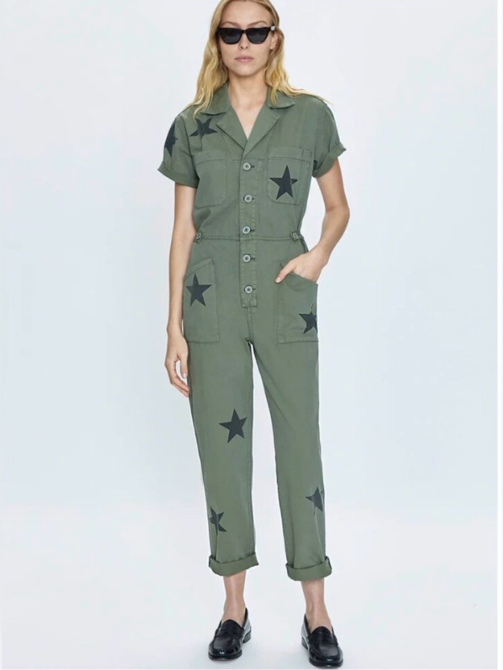 Pistola Grover Jumpsuit Royal Honor Olive Green with Black Stars Size Small